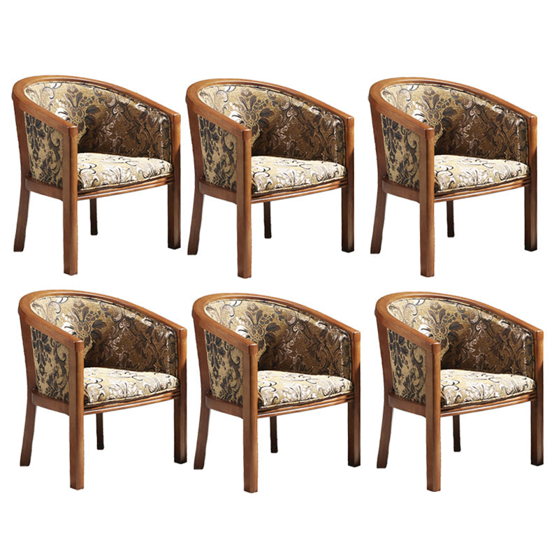 Brown Solid Wood Frame Dining Arm Chair Indoor Upholstered Arm Chair 6 Piece Set Clearhalo 'Dining Chairs' 'Dining Tables & Seating' 'dining_chair' 'furn' 'furn_dining_chair' 'Furniture' 'Kitchen & Dining Furniture' 7531374