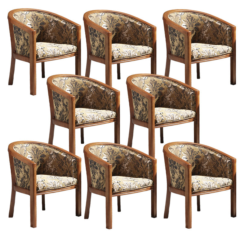 Brown Solid Wood Frame Dining Arm Chair Indoor Upholstered Arm Chair 8 Piece Set Clearhalo 'Dining Chairs' 'Dining Tables & Seating' 'dining_chair' 'furn' 'furn_dining_chair' 'Furniture' 'Kitchen & Dining Furniture' 7531376