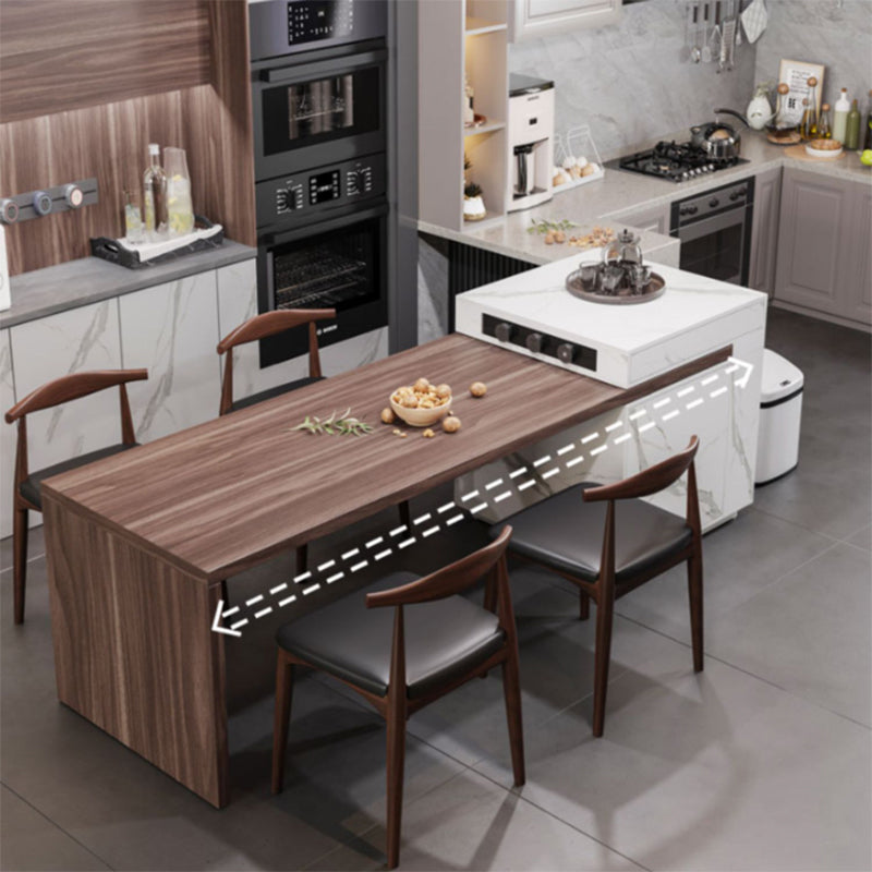 Extendable Rectangle Dining Table Wood Frame Dining Table for Dining Room