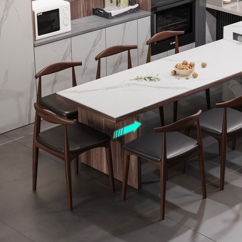 Extendable Rectangle Dining Table Wood Frame Dining Table for Dining Room