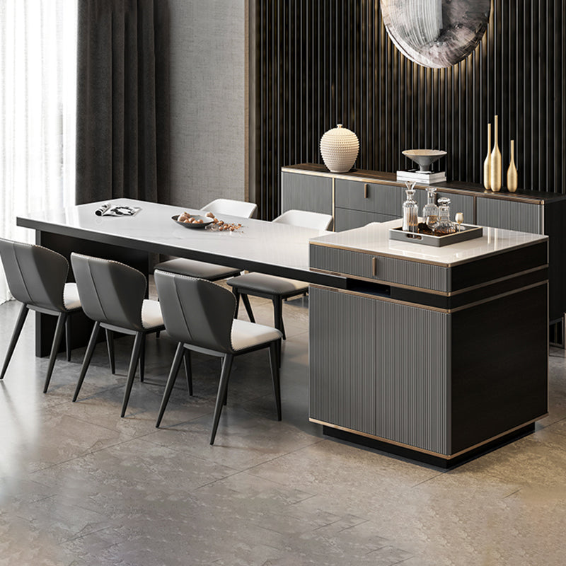 Rectangle Stone Top Dining Table Extendable Dining Table for Dining Room