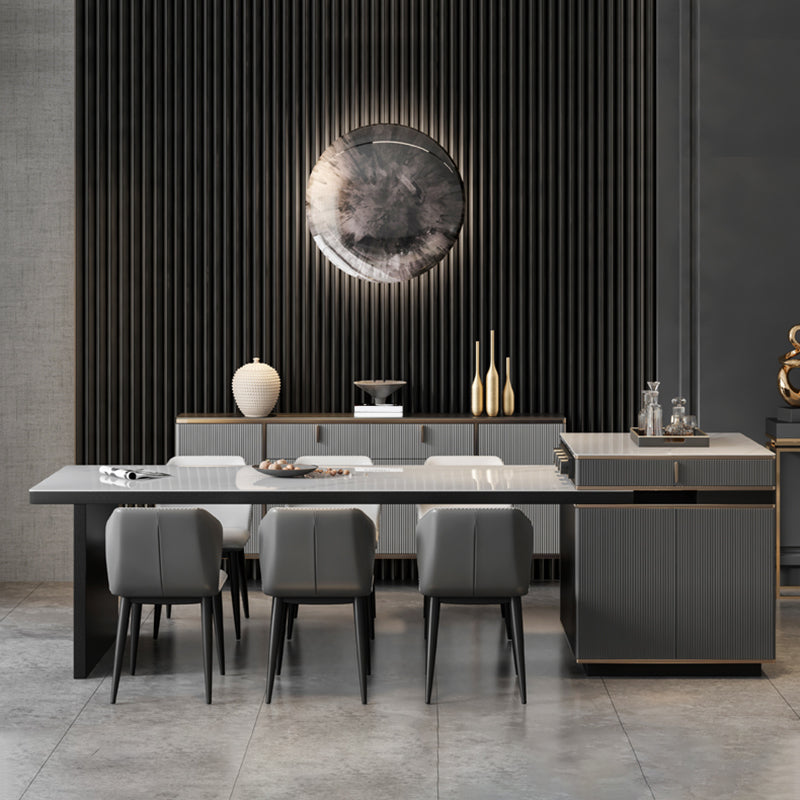 Rectangle Stone Top Dining Table Extendable Dining Table for Dining Room