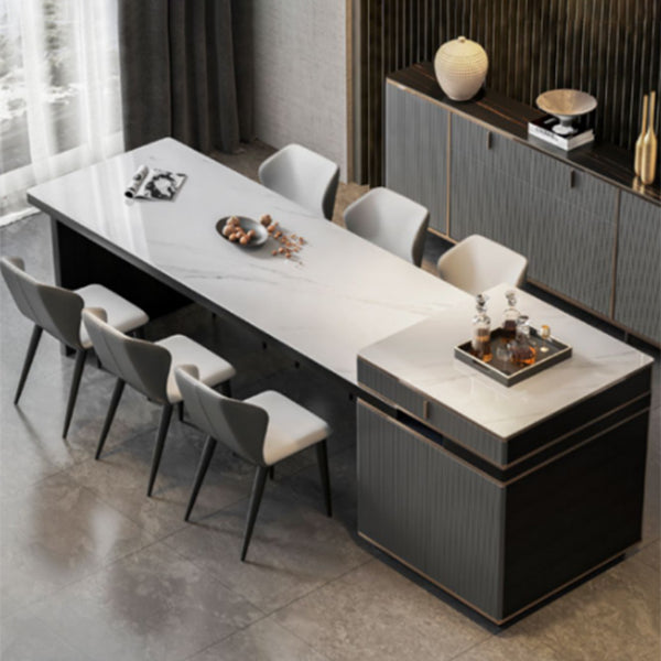 Rectangle Stone Top Dining Table Extendable Dining Table for Dining Room