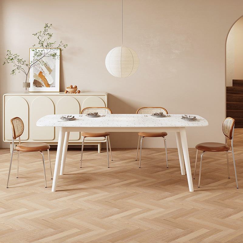 Modern Stone White Dining Table Ash Wood Base for Dining Room Clearhalo 'Dining Tables & Seating' 'Dining Tables' 'dining_table' 'furn' 'furn_dining_table' 'Furniture' 'Kitchen & Dining Furniture' 7531482