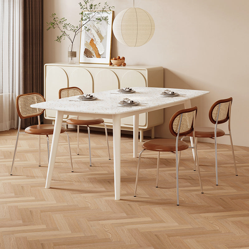 Modern Stone White Dining Table Ash Wood Base for Dining Room Clearhalo 'Dining Tables & Seating' 'Dining Tables' 'dining_table' 'furn' 'furn_dining_table' 'Furniture' 'Kitchen & Dining Furniture' 7531483