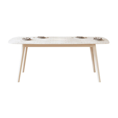 Modern Stone White Dining Table Ash Wood Base for Dining Room Without Chairs Clearhalo 'Dining Tables & Seating' 'Dining Tables' 'dining_table' 'furn' 'furn_dining_table' 'Furniture' 'Kitchen & Dining Furniture' 7531486