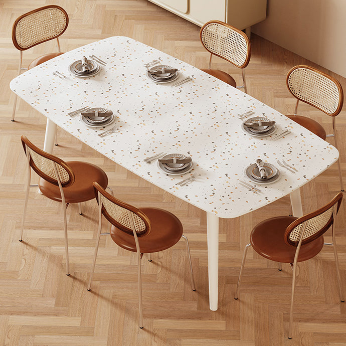 Modern Stone White Dining Table Ash Wood Base for Dining Room Clearhalo 'Dining Tables & Seating' 'Dining Tables' 'dining_table' 'furn' 'furn_dining_table' 'Furniture' 'Kitchen & Dining Furniture' 7531491