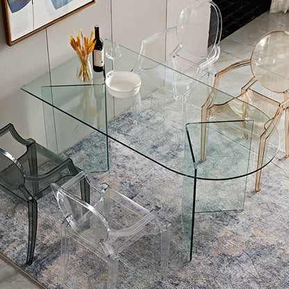 Modern Tempered Glass Dining Table Glass Base for Dining Room Free Form White Clearhalo 'Dining Tables & Seating' 'Dining Tables' 'dining_table' 'furn' 'furn_dining_table' 'Furniture' 'Kitchen & Dining Furniture' 7531510