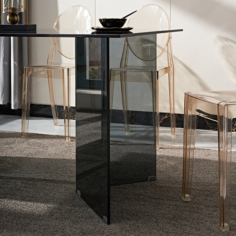 Modern Tempered Glass Dining Table Glass Base for Dining Room Clearhalo 'Dining Tables & Seating' 'Dining Tables' 'dining_table' 'furn' 'furn_dining_table' 'Furniture' 'Kitchen & Dining Furniture' 7531511