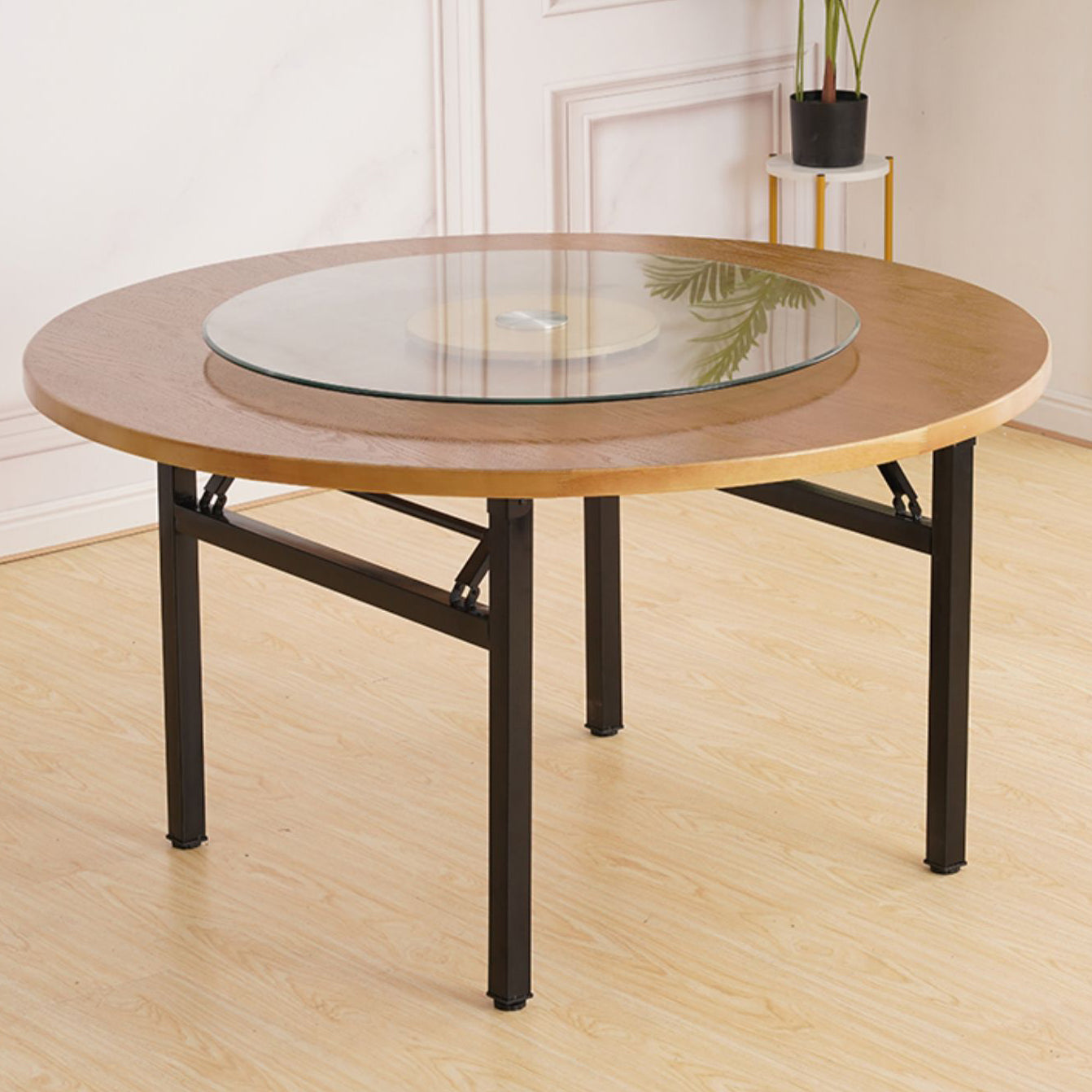 Round Folding Table Tripod Base Dining Table for Kitchen Dining Room