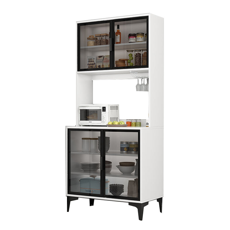 Contemporary Buffet Table Glass Doors Faux Wood Buffet Stand with Doors for Kitchen Clearhalo 'buffet_sideboard' 'Buffets & Sideboards' 'furn' 'furn_buffet_sideboard' 'Furniture' 'Kitchen & Dining Furniture' 7531965