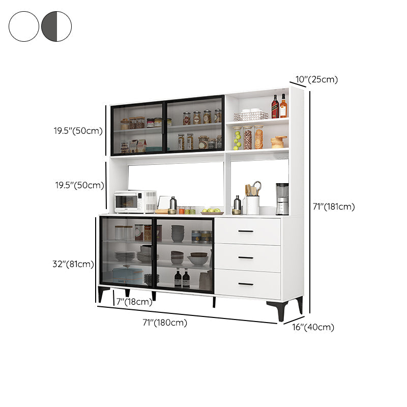 Contemporary Buffet Table Glass Doors Faux Wood Buffet Stand with Doors for Kitchen Clearhalo 'buffet_sideboard' 'Buffets & Sideboards' 'furn' 'furn_buffet_sideboard' 'Furniture' 'Kitchen & Dining Furniture' 7531975