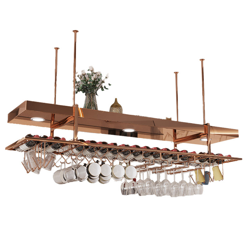 Modern Hanging Wine Rack Bottle Metal Kitchen Wine Bottle Holder Rose Gold 1 Piece Clearhalo 'furn' 'furn_wine_racks' 'Furniture' 'Kitchen & Dining Furniture' 'Wine Racks' 'wine_racks' 7531985