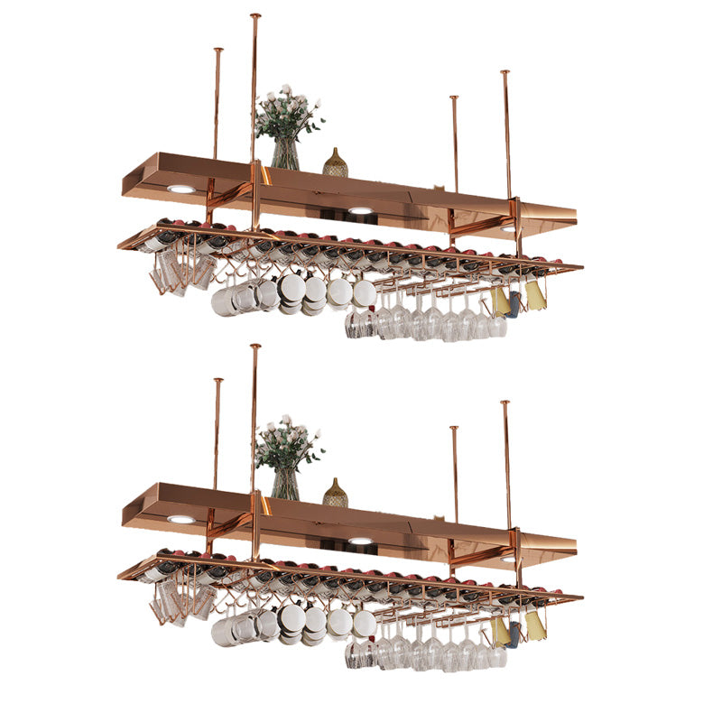 Modern Hanging Wine Rack Bottle Metal Kitchen Wine Bottle Holder Rose Gold 2 Piece Set Clearhalo 'furn' 'furn_wine_racks' 'Furniture' 'Kitchen & Dining Furniture' 'Wine Racks' 'wine_racks' 7531986