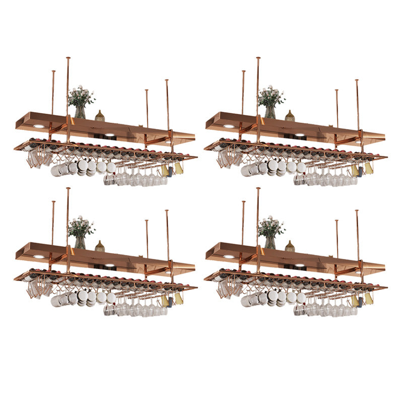 Modern Hanging Wine Rack Bottle Metal Kitchen Wine Bottle Holder Rose Gold 4 Piece Set Clearhalo 'furn' 'furn_wine_racks' 'Furniture' 'Kitchen & Dining Furniture' 'Wine Racks' 'wine_racks' 7531987