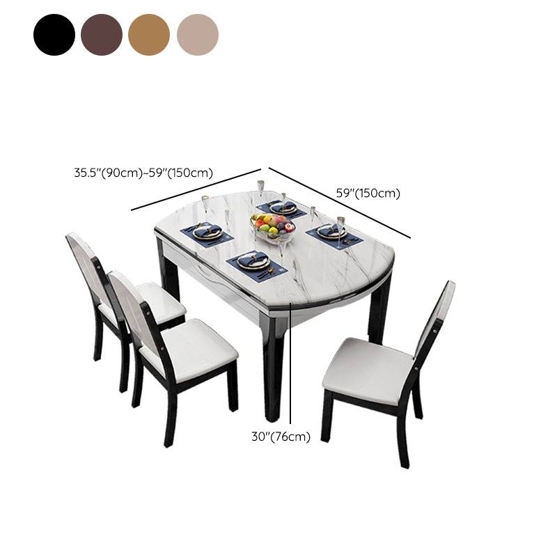 Simplicity Style Dining Site Table Faux Marble Furniture with Drop-Leaf Clearhalo 'Dining Tables & Seating' 'Dining Tables' 'dining_table' 'furn' 'furn_dining_table' 'Furniture' 'Kitchen & Dining Furniture' 7531997