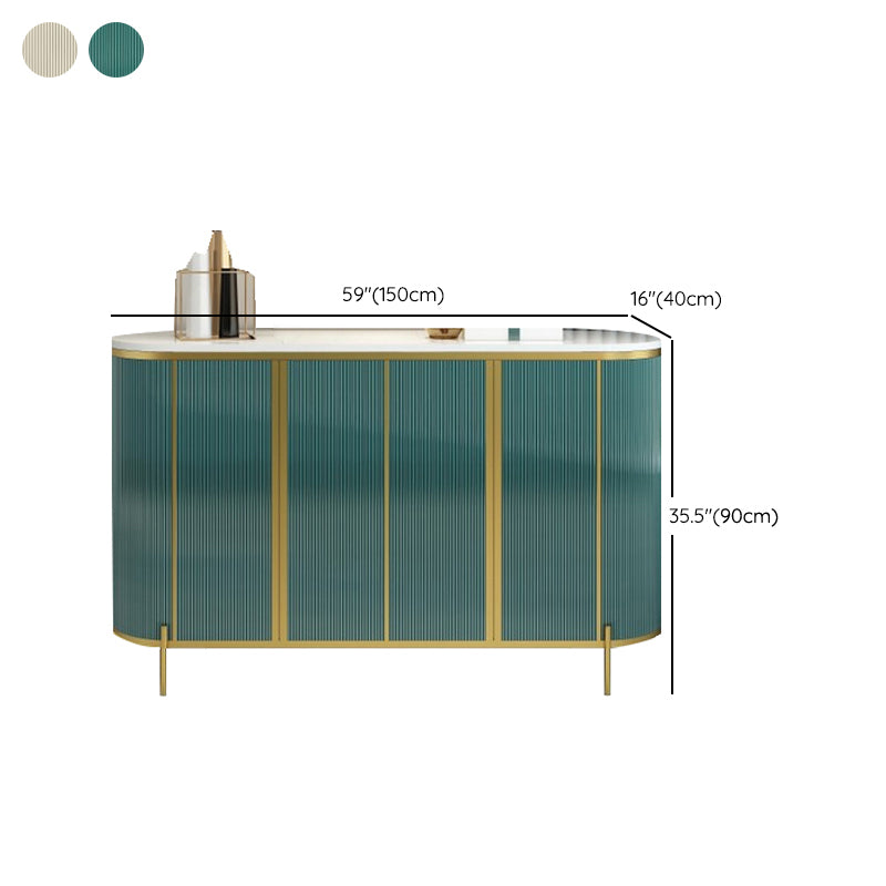 Gabinete paralero de piedra del lado glamoroso con puertas para la cocina