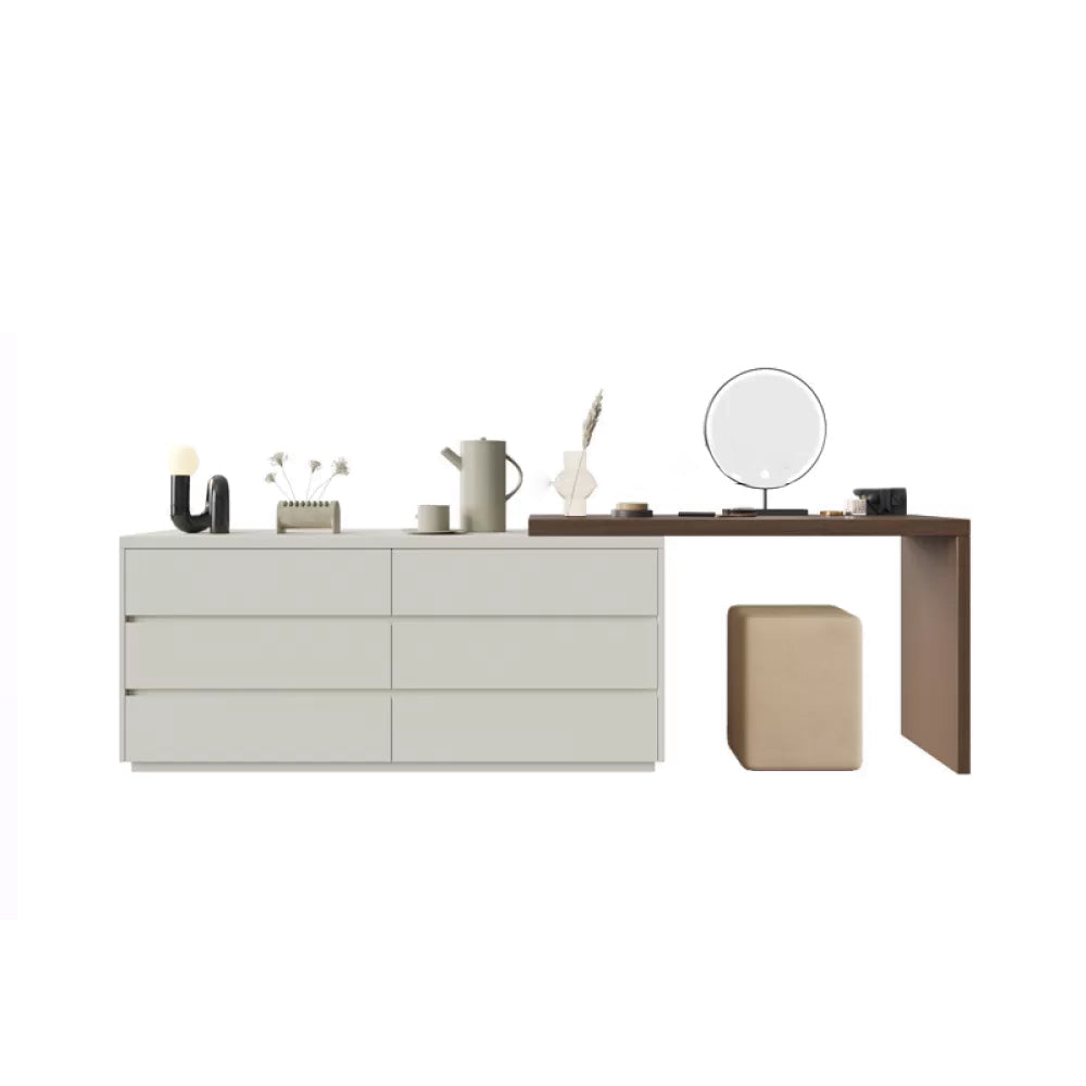 Modern With Drawer Solid Wood Lighted Mirror Bedroom Make-up Vanity Makeup Vanity & Mirror & Stools Walnut White Clearhalo 'Bedroom Furniture' 'furn' 'furn_makeup_vanities' 'Furniture' 'Makeup Vanities' 'makeup_vanities' 7532891