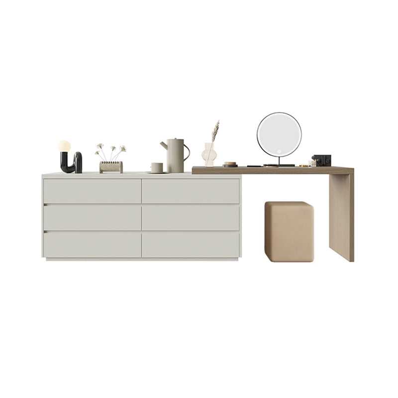 Modern With Drawer Solid Wood Lighted Mirror Bedroom Make-up Vanity Makeup Vanity & Mirror & Stools Oak Clearhalo 'Bedroom Furniture' 'furn' 'furn_makeup_vanities' 'Furniture' 'Makeup Vanities' 'makeup_vanities' 7532895