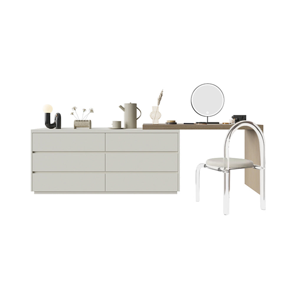 Modern With Drawer Solid Wood Lighted Mirror Bedroom Make-up Vanity Makeup Vanity & Chair & Mirror Oak Clearhalo 'Bedroom Furniture' 'furn' 'furn_makeup_vanities' 'Furniture' 'Makeup Vanities' 'makeup_vanities' 7532904