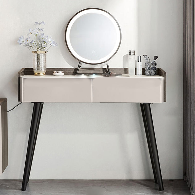 Contemporary Gray Lighted Mirror Bedroom Wood With Drawer Dressing Table
