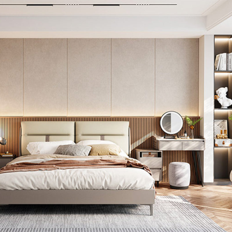 Contemporary Gray Lighted Mirror Bedroom Wood With Drawer Dressing Table