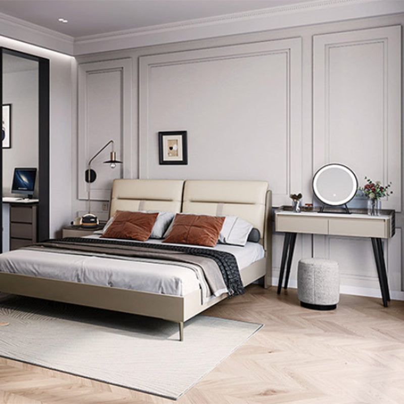 Contemporary Gray Lighted Mirror Bedroom Wood With Drawer Dressing Table