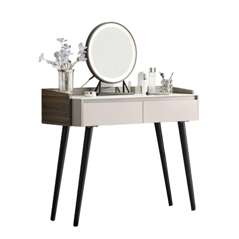 Contemporary Gray Lighted Mirror Bedroom Wood With Drawer Dressing Table
