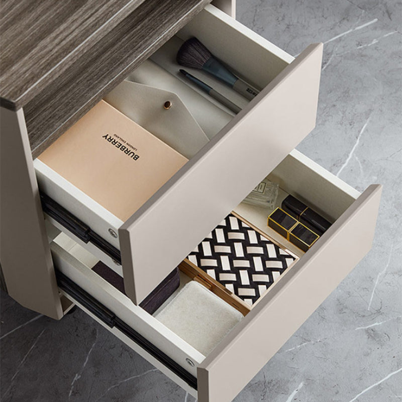 Contemporary Gray Lighted Mirror Bedroom Wood With Drawer Dressing Table