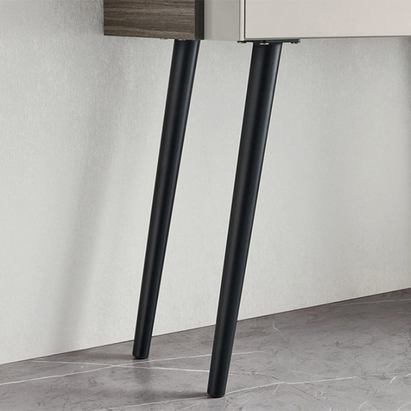 Contemporary Gray Lighted Mirror Bedroom Wood With Drawer Dressing Table