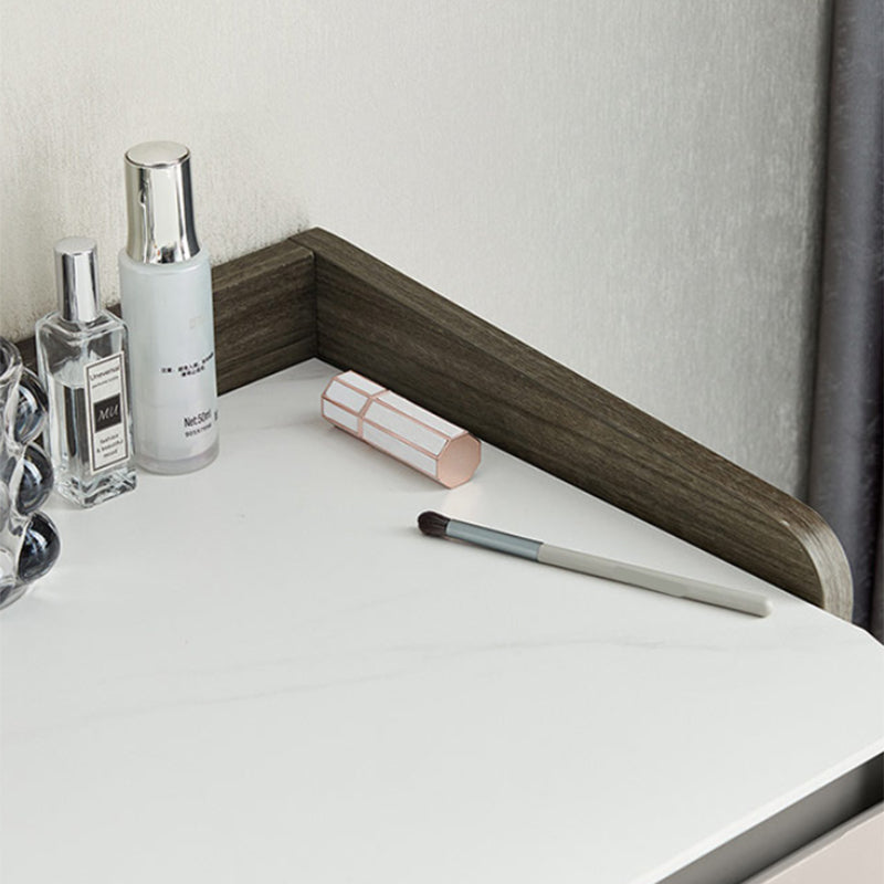 Contemporary Gray Lighted Mirror Bedroom Wood With Drawer Dressing Table