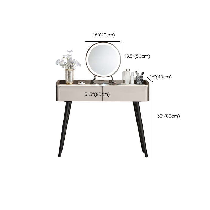 Contemporary Gray Lighted Mirror Bedroom Wood With Drawer Dressing Table