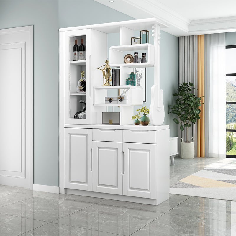 Solid Wood Cabinet 14.96" Wide Accent Cabinet with Drawers and Shelves 47"L x 15"W x 75"H White Clearhalo 'Cabinets & Chests' 'cabinets_chests' 'furn' 'furn_cabinets_chests' 'Furniture' 'Living Room Furniture' 7532948