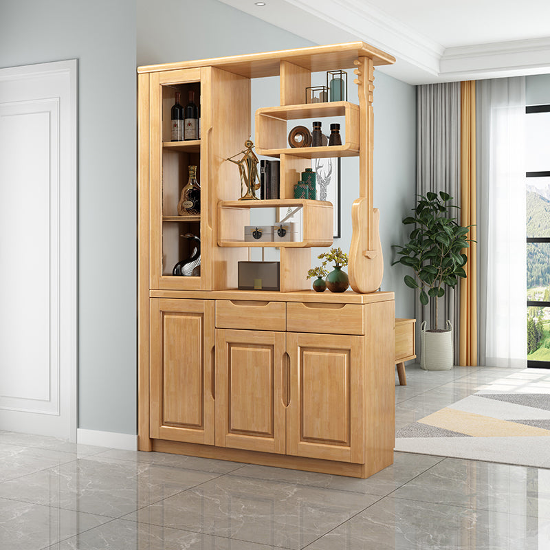 Solid Wood Cabinet 14.96" Wide Accent Cabinet with Drawers and Shelves 47"L x 15"W x 75"H Natural Clearhalo 'Cabinets & Chests' 'cabinets_chests' 'furn' 'furn_cabinets_chests' 'Furniture' 'Living Room Furniture' 7532949
