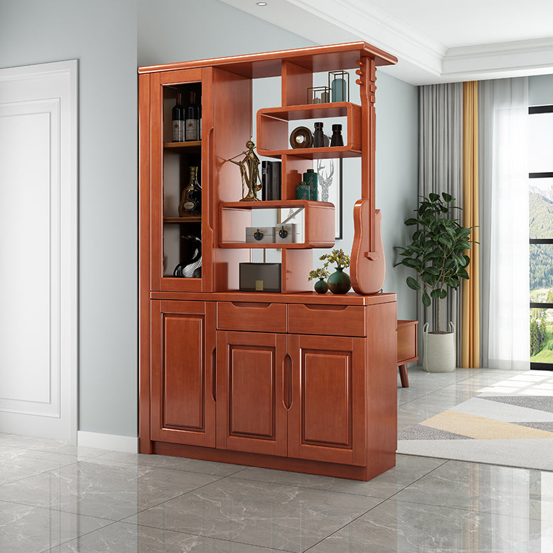 Solid Wood Cabinet 14.96" Wide Accent Cabinet with Drawers and Shelves 47"L x 15"W x 75"H Medium Wood Clearhalo 'Cabinets & Chests' 'cabinets_chests' 'furn' 'furn_cabinets_chests' 'Furniture' 'Living Room Furniture' 7532953