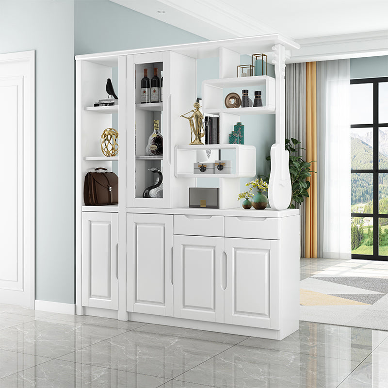 Solid Wood Cabinet 14.96" Wide Accent Cabinet with Drawers and Shelves 59"L x 15"W x 75"H White Clearhalo 'Cabinets & Chests' 'cabinets_chests' 'furn' 'furn_cabinets_chests' 'Furniture' 'Living Room Furniture' 7532955