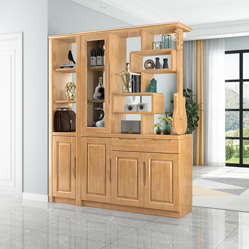 Solid Wood Cabinet 14.96" Wide Accent Cabinet with Drawers and Shelves 59"L x 15"W x 75"H Natural Clearhalo 'Cabinets & Chests' 'cabinets_chests' 'furn' 'furn_cabinets_chests' 'Furniture' 'Living Room Furniture' 7532957