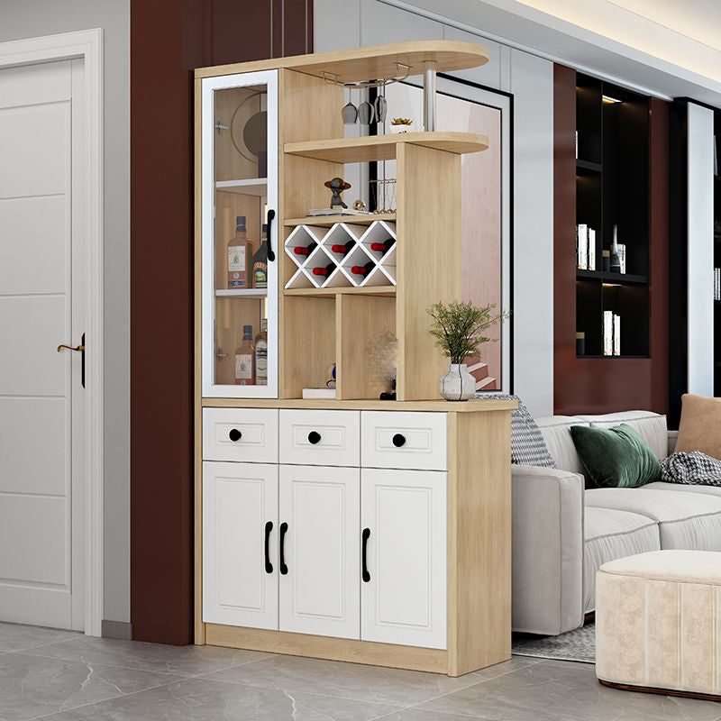 Modern 78.74" H Cabinet with Door Wooden Accent Cabinet with Drawer 39"L x 14"W x 79"H Natural Wood White Clearhalo 'Cabinets & Chests' 'cabinets_chests' 'furn' 'furn_cabinets_chests' 'Furniture' 'Living Room Furniture' 7533002