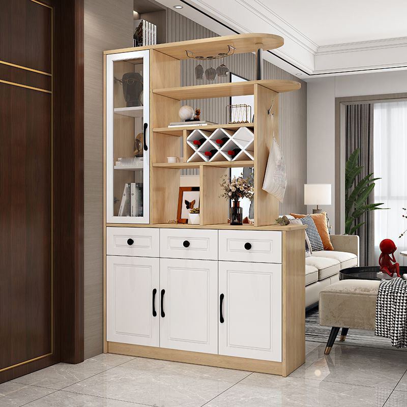 Modern 78.74" H Cabinet with Door Wooden Accent Cabinet with Drawer 47"L x 14"W x 79"H Natural Wood White Clearhalo 'Cabinets & Chests' 'cabinets_chests' 'furn' 'furn_cabinets_chests' 'Furniture' 'Living Room Furniture' 7533007