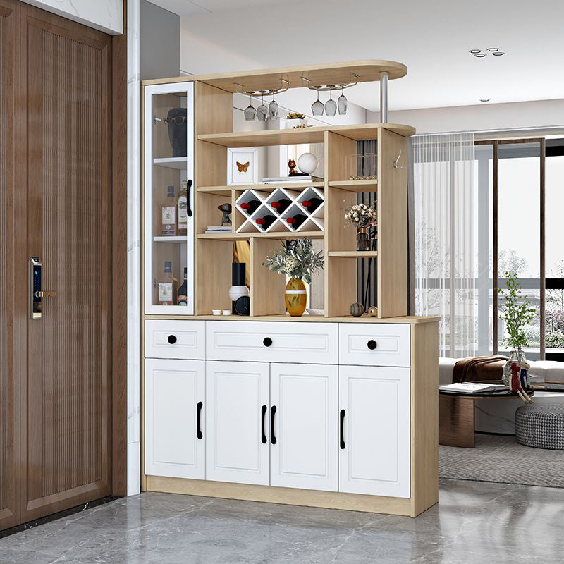 Modern 78.74" H Cabinet with Door Wooden Accent Cabinet with Drawer 55"L x 14"W x 79"H Natural Wood White Clearhalo 'Cabinets & Chests' 'cabinets_chests' 'furn' 'furn_cabinets_chests' 'Furniture' 'Living Room Furniture' 7533020