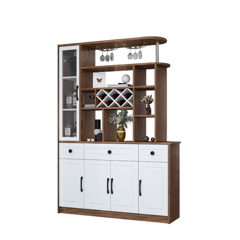 Modern 78.74" H Cabinet with Door Wooden Accent Cabinet with Drawer 55"L x 14"W x 79"H White-Brown Clearhalo 'Cabinets & Chests' 'cabinets_chests' 'furn' 'furn_cabinets_chests' 'Furniture' 'Living Room Furniture' 7533022