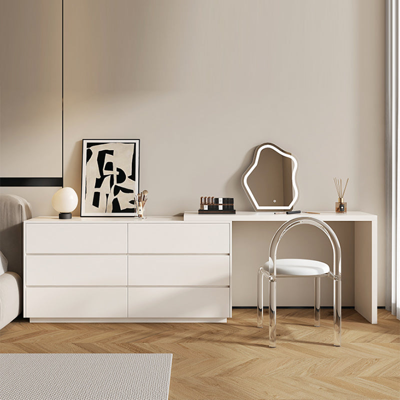 Contemporary Bedroom With Drawer White Solid Wood Lighted Mirror Dressing Table Clearhalo 'Bedroom Furniture' 'furn' 'furn_makeup_vanities' 'Furniture' 'Makeup Vanities' 'makeup_vanities' 7533200