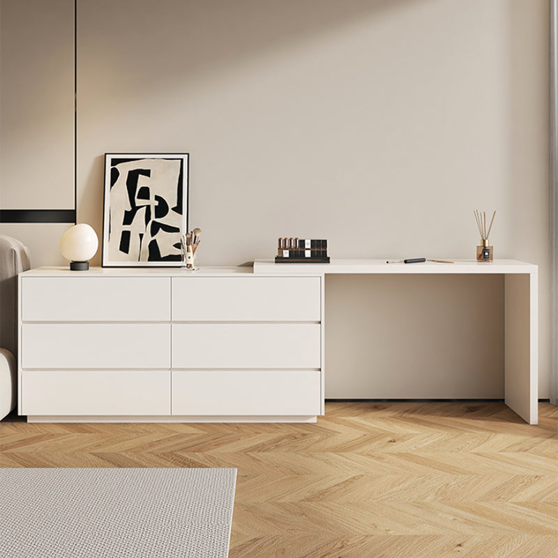 Contemporary Bedroom With Drawer White Solid Wood Lighted Mirror Dressing Table White Clearhalo 'Bedroom Furniture' 'furn' 'furn_makeup_vanities' 'Furniture' 'Makeup Vanities' 'makeup_vanities' 7533201