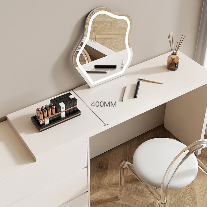 Contemporary Bedroom With Drawer White Solid Wood Lighted Mirror Dressing Table Clearhalo 'Bedroom Furniture' 'furn' 'furn_makeup_vanities' 'Furniture' 'Makeup Vanities' 'makeup_vanities' 7533205