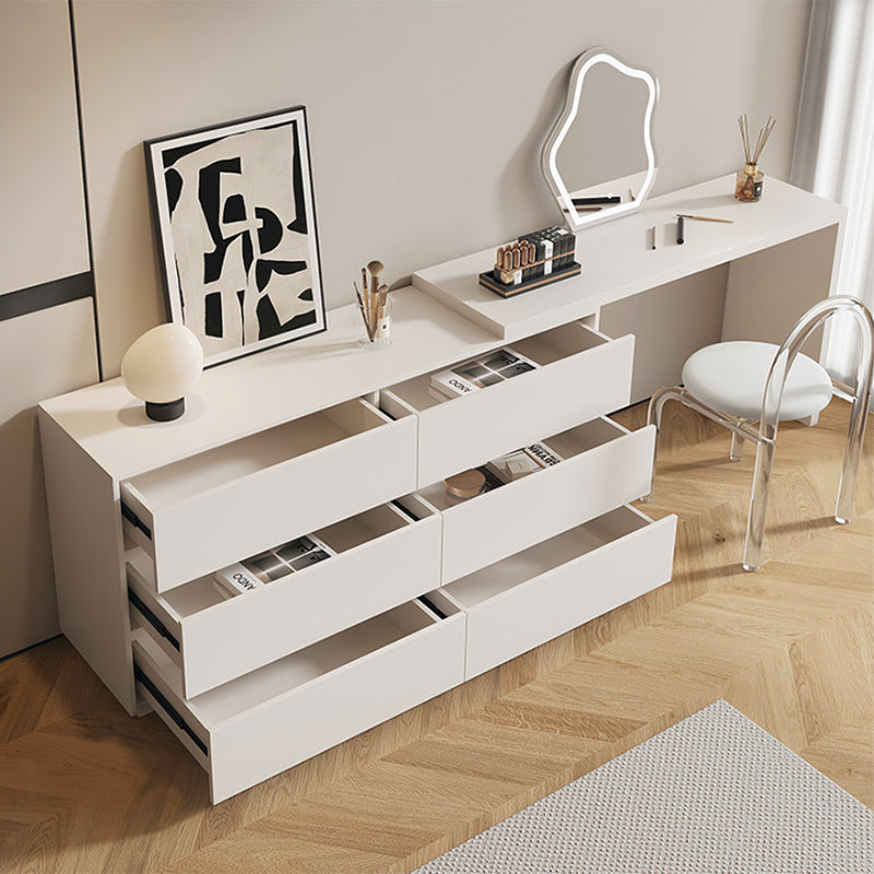 Contemporary Bedroom With Drawer White Solid Wood Lighted Mirror Dressing Table