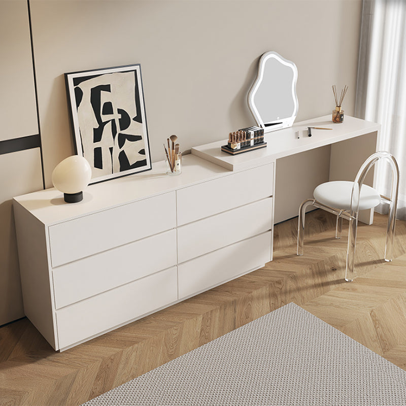 Contemporary Bedroom With Drawer White Solid Wood Lighted Mirror Dressing Table