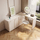 White Contemporary Wood Mirror Bedroom With Drawer Dressing Table