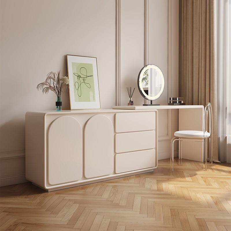 White Contemporary Wood Mirror Bedroom With Drawer Dressing Table