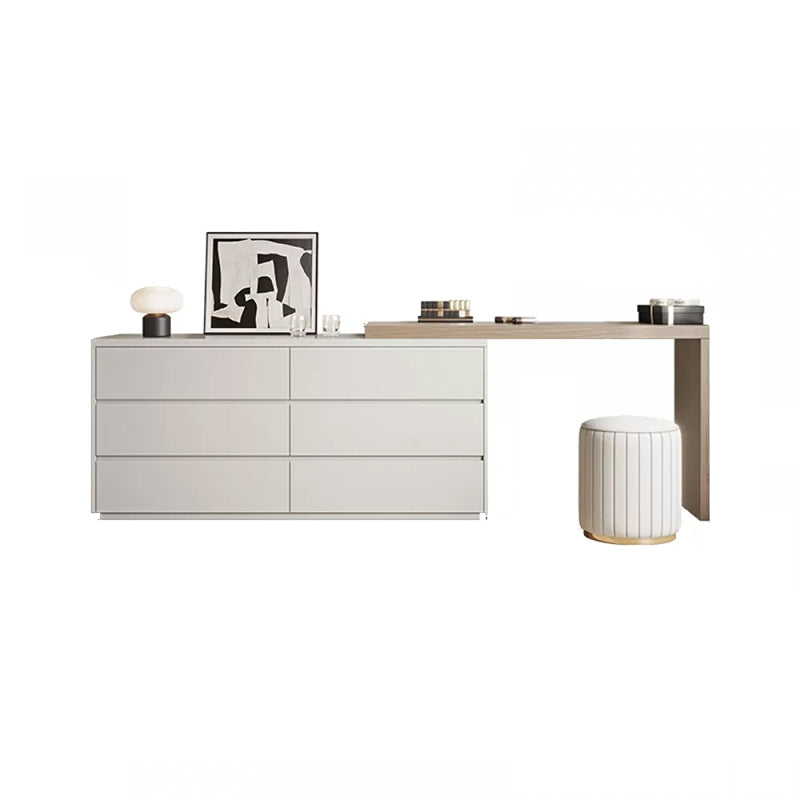 Contemporary With Drawer Solid Wood Mirror White Bedroom Make-up Vanity Makeup Vanity & Stools Natural Wood White Clearhalo 'Bedroom Furniture' 'furn' 'furn_makeup_vanities' 'Furniture' 'Makeup Vanities' 'makeup_vanities' 7533293