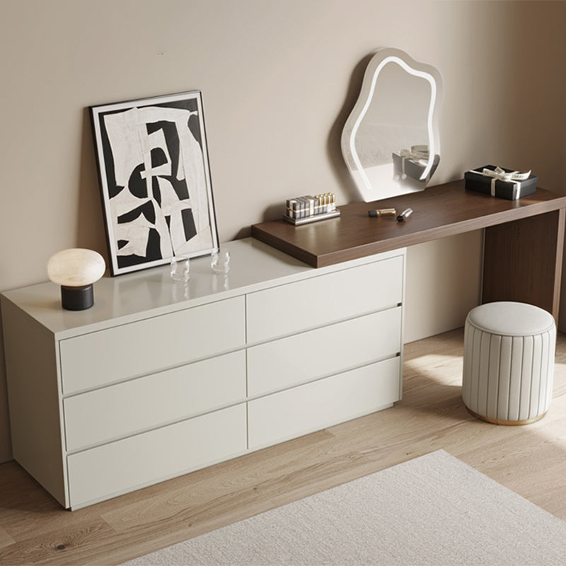 Contemporary With Drawer Solid Wood Mirror White Bedroom Make-up Vanity